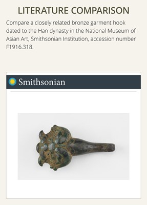 Lot 67 - A GILT BRONZE ‘TIGER’ BELT HOOK, GOU, HAN DYNASTY