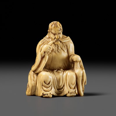 Lot 56 - A VERY RARE EARLY IVORY NETSUKE OF SHINNO