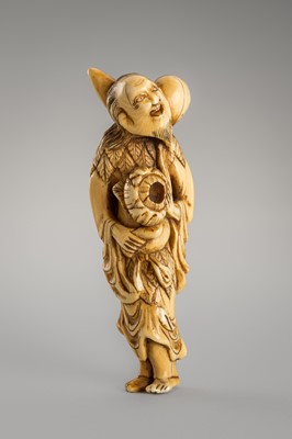 Lot 1404 - AN IVORY NETSUKE OF CHOKARO SENNIN