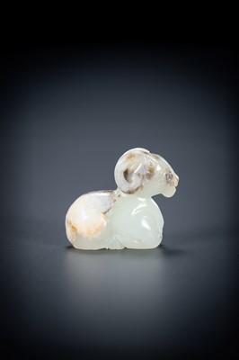 Lot 1749 - AN EXQUSITE WHITE JADE ‘RAM’ CARVING, LATE MING TO QING DYNASTY