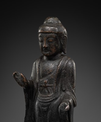 Lot 604 - A RARE BRONZE FIGURE OF BUDDHA, UNIFIED SILLA DYNASTY