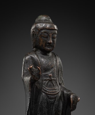 Lot 604 - A RARE BRONZE FIGURE OF BUDDHA, UNIFIED SILLA DYNASTY