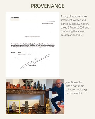 Lot 259 - A SANDSTONE HEAD OF A MALE DIVINITY, ANGKOR WAT STYLE, 12TH CENTURY