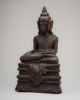 Lot 1076 - A LACQUER FIGURE OF BUDDHA SHAKYAMUNI, BURMA, 17TH CENTURY