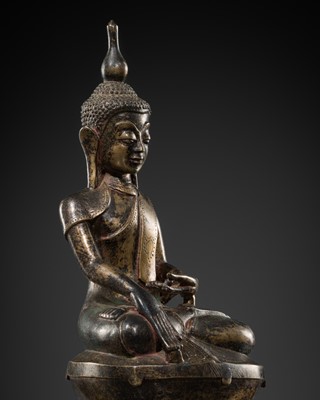 Lot 658 - A BRONZE OF BUDDHA MARAVIJAYA, 17TH-18TH CENTURY, SHAN STATES