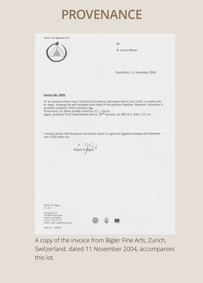 Lot 46 - A RARE TURQUOISE GLAZED FAIENCE RING WITH AEGIS OF NEPHTHYS, THIRD INTERMEDIATE PERIOD, DYNASTY XXII