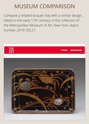 Lot 230 - SOETSU AND KYUHAKU: A FINE INLAID LACQUER SUZURIBAKO (WRITING BOX) WITH CRABS