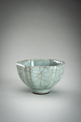 Lot 913 - A HEXAGONAL SONG-STYLE CELADON CUP, QING DYNASTY