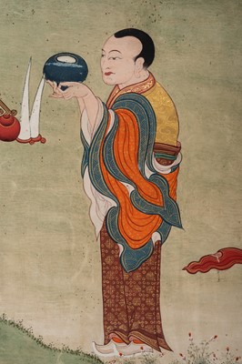 Lot 683 - A TIBETAN THANGKA OF AN ARHAT, 1900s