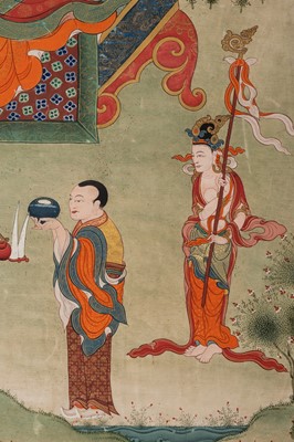 Lot 683 - A TIBETAN THANGKA OF AN ARHAT, 1900s