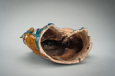 A FINE A FAHUA-GLAZED BISCUIT FIGURE OF SHOULAO, MING DYNASTY