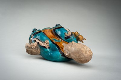 A FINE A FAHUA-GLAZED BISCUIT FIGURE OF SHOULAO, MING DYNASTY