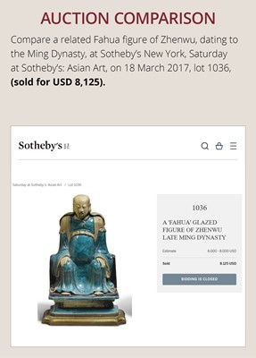 A FINE A FAHUA-GLAZED BISCUIT FIGURE OF SHOULAO, MING DYNASTY