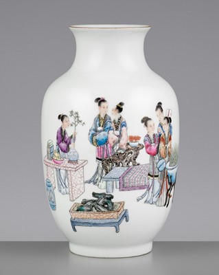 Lot 313 - A FINELY ENAMELED ‘IMPERIAL CONCUBINES’ BALUSTER VASE, REPUBLIC PERIOD