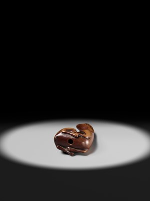 Lot 81 - A VERY RARE WOOD NETSUKE OF A SINIU