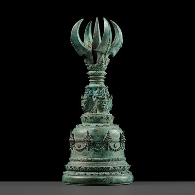 Lot 468 - A BRONZE VAJRAGHANTA, LONTJENG, JAVA, CIRCA 14TH-16TH CENTURY OR EARLIER