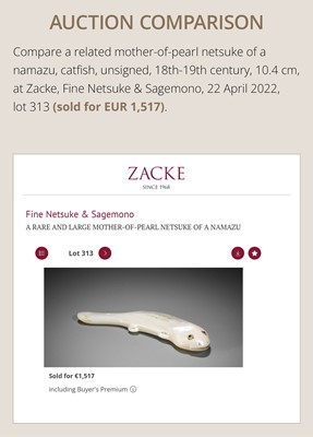 Lot 358 - A RARE MOTHER-OF-PEARL NETSUKE OF A SQUID