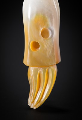Lot 358 - A RARE MOTHER-OF-PEARL NETSUKE OF A SQUID