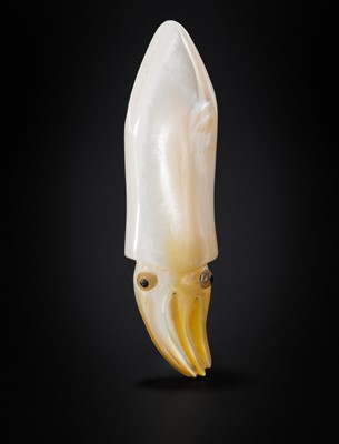 Lot 358 - A RARE MOTHER-OF-PEARL NETSUKE OF A SQUID