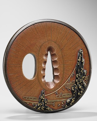 Lot 95 - A SUPERB SUAKA TSUBA WITH MEOTO IWA (‘MARRIED COUPLE ROCKS’)