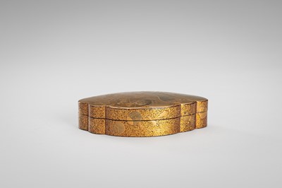Lot 105 - A FINE LACQUER KOGO (INCENSE BOX) AND COVER IN THE FORM OF A TAKARABUKURO