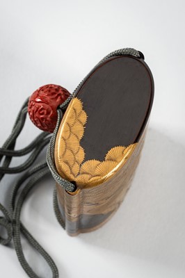 Lot 1416 - ISHIYAMA MOTOTADA: AN EXQUISITE FOUR-CASE LACQUER INRO WITH PINE TREES