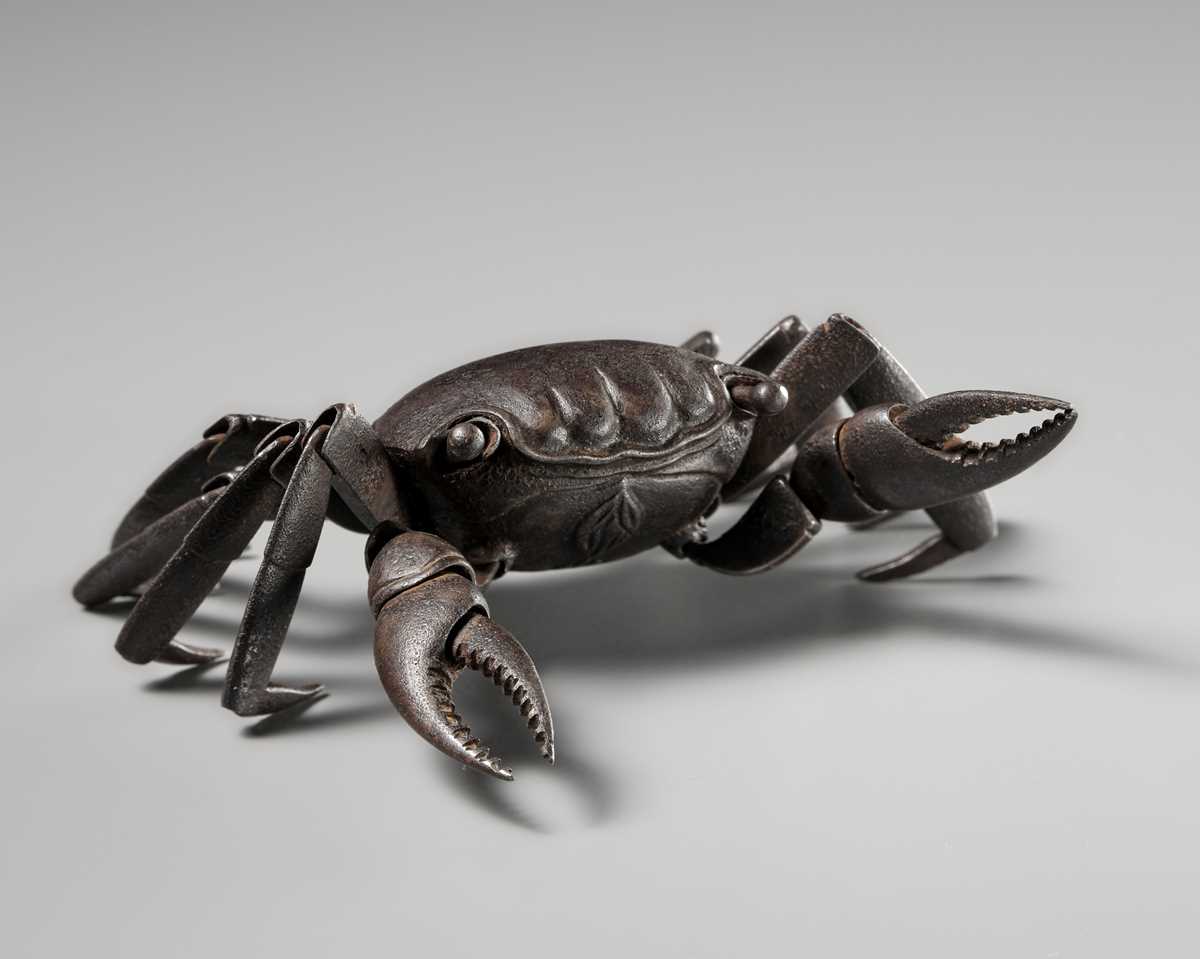 Lot 51 - A SUPERB IRON JIZAI OKIMONO OF A CRAB