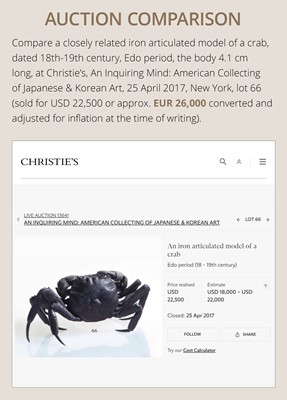 Lot 51 - A SUPERB IRON JIZAI OKIMONO OF A CRAB