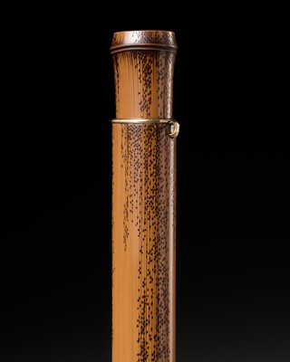 Lot 50 - HASHIMOTO HASHI’ICHI: A SUPERB ‘IMITATION BAMBOO’ LACQUER KISERUZUTSU