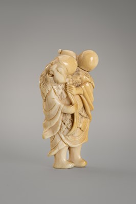 Lot 1403 - AN IVORY NETSUKE OF CHOKARO SENNIN