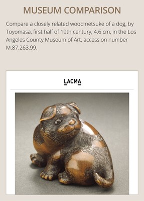 Lot 162 - NAITO TOYOMASA: A SUPERB WOOD NETSUKE OF A PUPPY SCRATCHING ITSELF