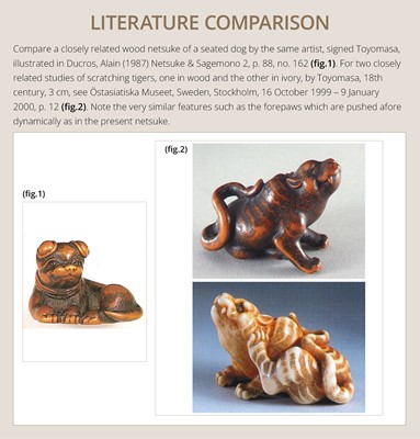 Lot 162 - NAITO TOYOMASA: A SUPERB WOOD NETSUKE OF A PUPPY SCRATCHING ITSELF