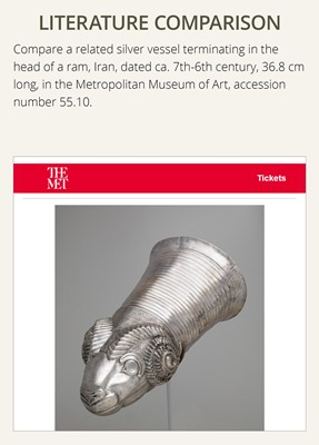 Lot 367 - A SILVER ‘RAM’ RHYTON, PERSIA, 8TH-6TH CENTURY BC