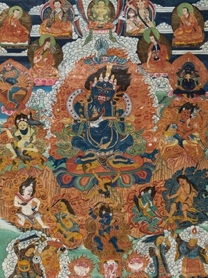 Lot 30 - A THANGKA OF MAHAKALA PANJARANATHA, 19TH TO EARLY 20TH CENTURY