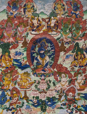 Lot 31 - A THANGKA OF BLUE VAJRAVARAHI, 19TH CENTURY