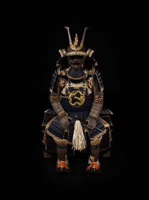 Lot 137 - A NIMAI-DO GUSOKU (TWO-PIECE CUIRASS ARMOR) WITH A SUJIBACHI KABUTO BY NEO YASUMASA