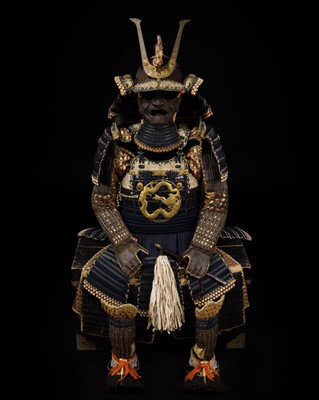 Lot 137 - A NIMAI-DO GUSOKU (TWO-PIECE CUIRASS ARMOR) WITH A SUJIBACHI KABUTO BY NEO YASUMASA