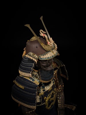 Lot 137 - A NIMAI-DO GUSOKU (TWO-PIECE CUIRASS ARMOR) WITH A SUJIBACHI KABUTO BY NEO YASUMASA