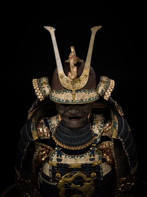 Lot 137 - A NIMAI-DO GUSOKU (TWO-PIECE CUIRASS ARMOR) WITH A SUJIBACHI KABUTO BY NEO YASUMASA