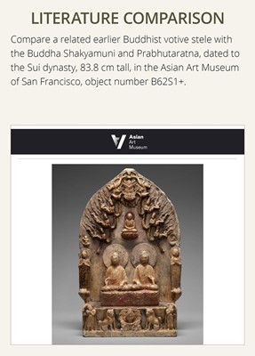 A MONUMENTAL PAINTED MARBLE VOTIVE STELE OF BUDDHA SHAKYAMUNI AND PRABHUTARATNA, LATE MING TO EARLY QING DYNASTY