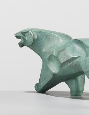 Lot 70 - SAEGUSA SOUTAROU: A PATINATED COPPER OKIMONO OF A PANTHER