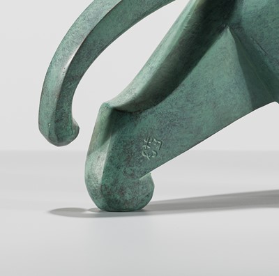 Lot 70 - SAEGUSA SOUTAROU: A PATINATED COPPER OKIMONO OF A PANTHER