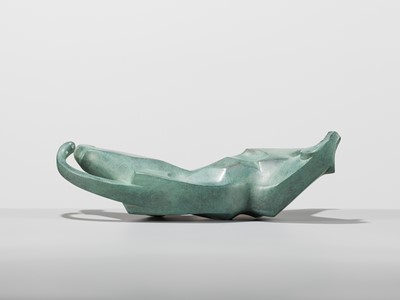 Lot 70 - SAEGUSA SOUTAROU: A PATINATED COPPER OKIMONO OF A PANTHER