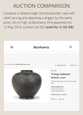 Lot 71 - TAKANO RYOICHI: A FINE INLAID BRONZE FLOWER VASE