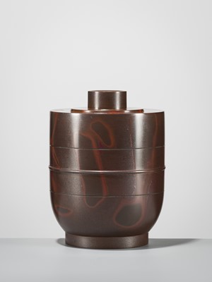 Lot 72 - HASUDA SHUGORO: A FINE MURASHI-DO BRONZE ‘SPINNING TOP’ FLOWER VASE