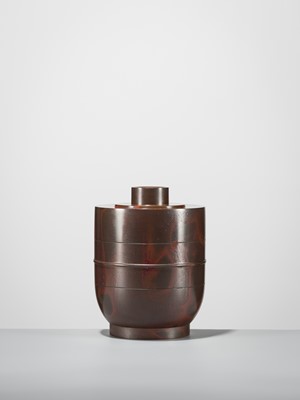 Lot 72 - HASUDA SHUGORO: A FINE MURASHI-DO BRONZE ‘SPINNING TOP’ FLOWER VASE