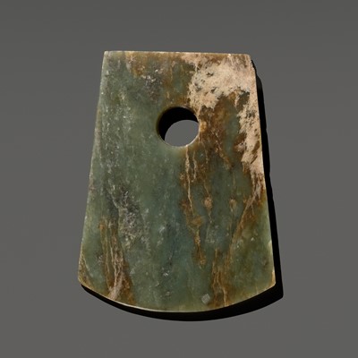 Lot 197 - A RARE GREEN JADE AXE, YUE, NEOLITHIC PERIOD