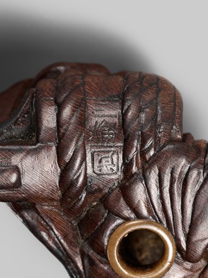 Lot 214 - MIWA: A POWERFUL WOOD NETSUKE OF ASAHINA SABURO