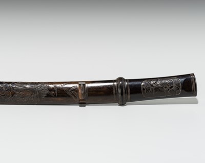 Lot 376 - TAKAMURA SHOIN: A WOOD BOKUTO (DOCTOR'S SWORD) IN THE FORM OF A WAKIZASHI IN KOSHIRAE