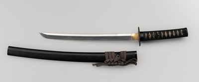 Lot 525 - A KANEMOTO SCHOOL WAKIZASHI IN KOSHIRAE AND WITH SAYA, SHIN-SHINTO